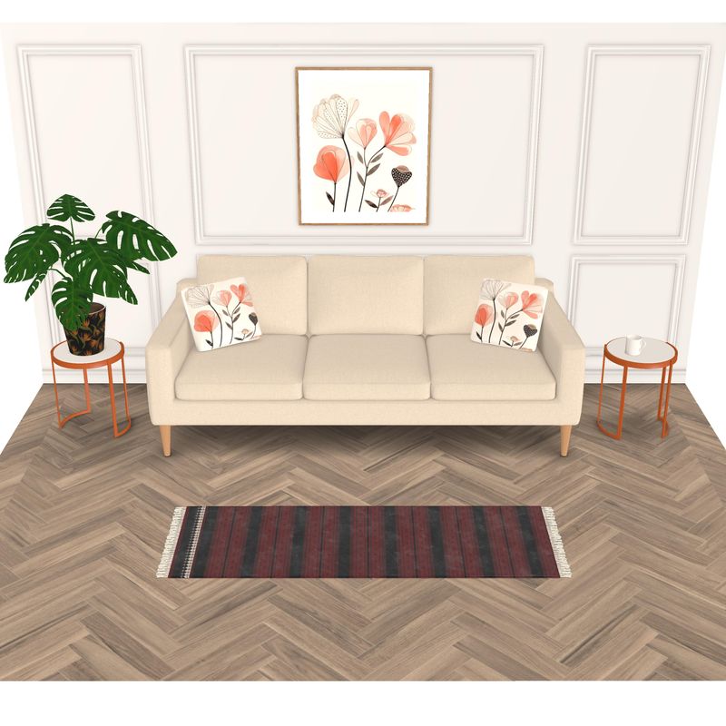 Timeless Trails Crimson Path Velvet Fringe Rug