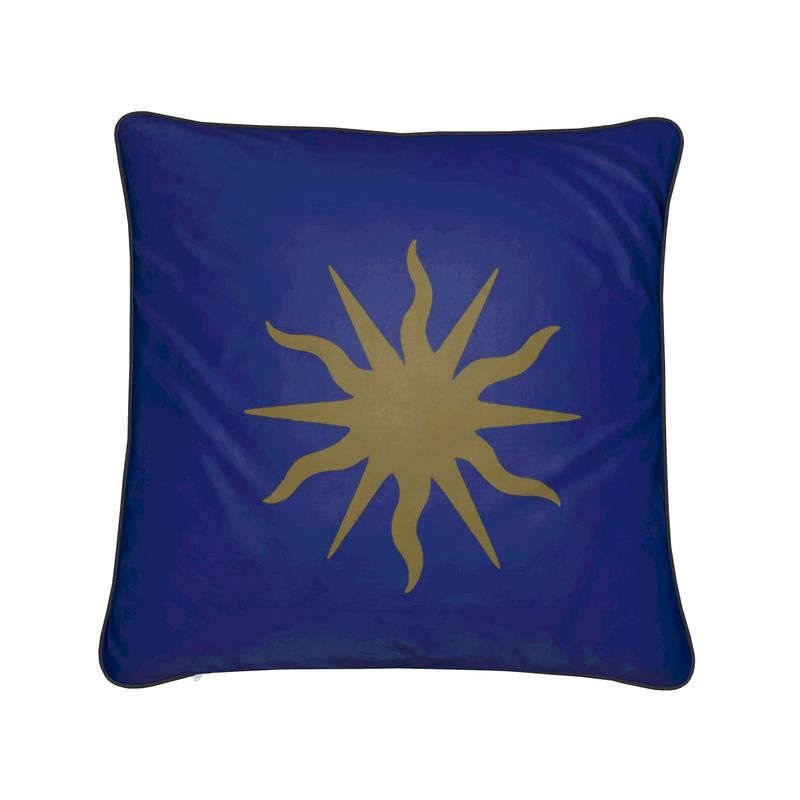Gothic Bronze Sun Motif Blue Cushions