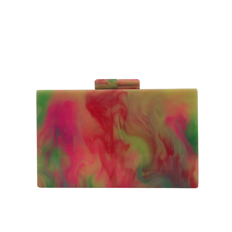 Marbled Acrylic Mini Box Clutch Handbag