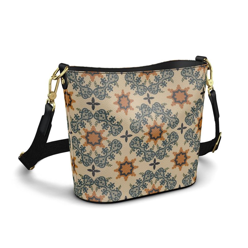 Southern Italian Rosette Leather Bucket Tote