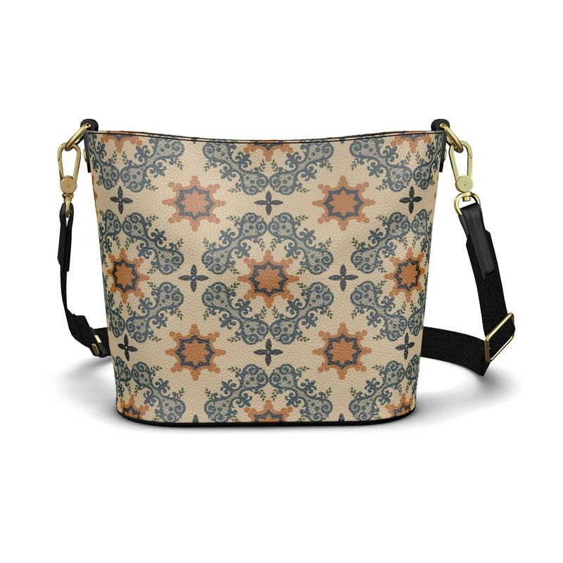 Southern Italian Rosette Leather Bucket Tote