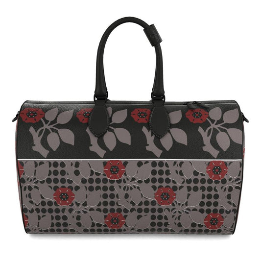 Zoroaster Persian Black Dots on Gray Leather Duffel Bag