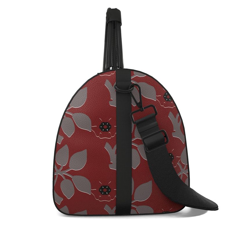 Zoroaster Persian Black Dots on Gray Leather Duffel Bag