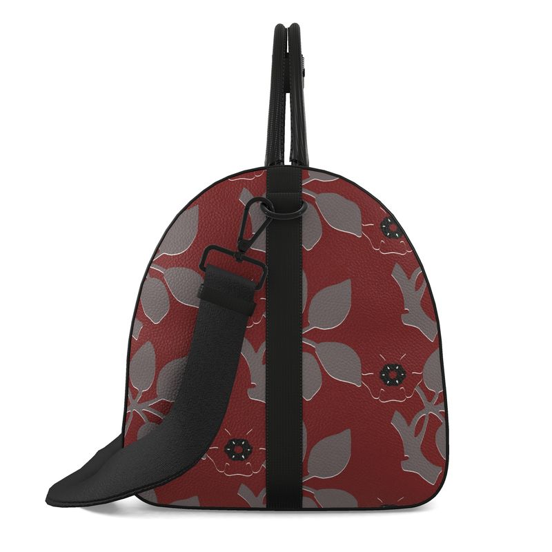 Zoroaster Persian Black Dots on Gray Leather Duffel Bag