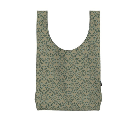 Gothic Scroll Green Ivory Parachute Shopping Bag