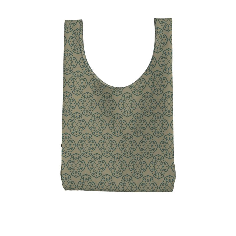 Gothic Scroll Green Ivory Parachute Shopping Bag
