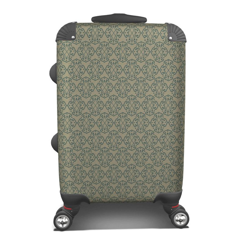 Gothic Scroll Green Ivory Carry-On Suitcase
