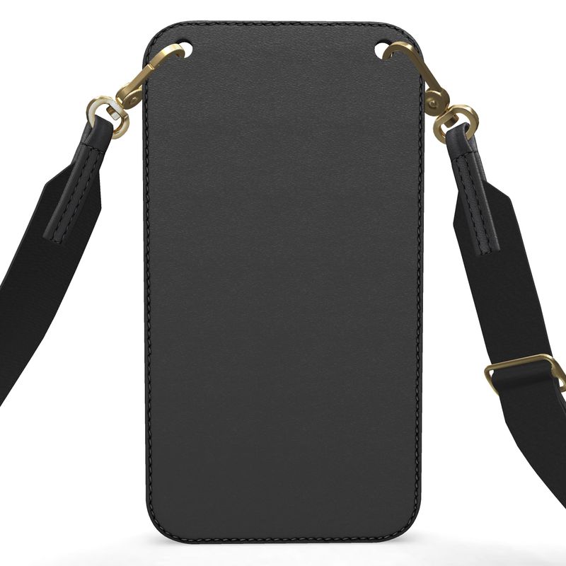 Taupe Geometric Tile Leather Phone Case with Strap Medieval Cloister P