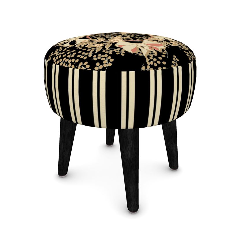 French Floral Louis XVI Round Footstool