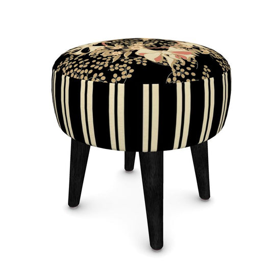 French Floral Louis XVI Round Footstool