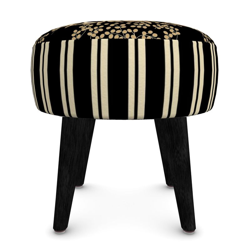 French Floral Louis XVI Round Footstool