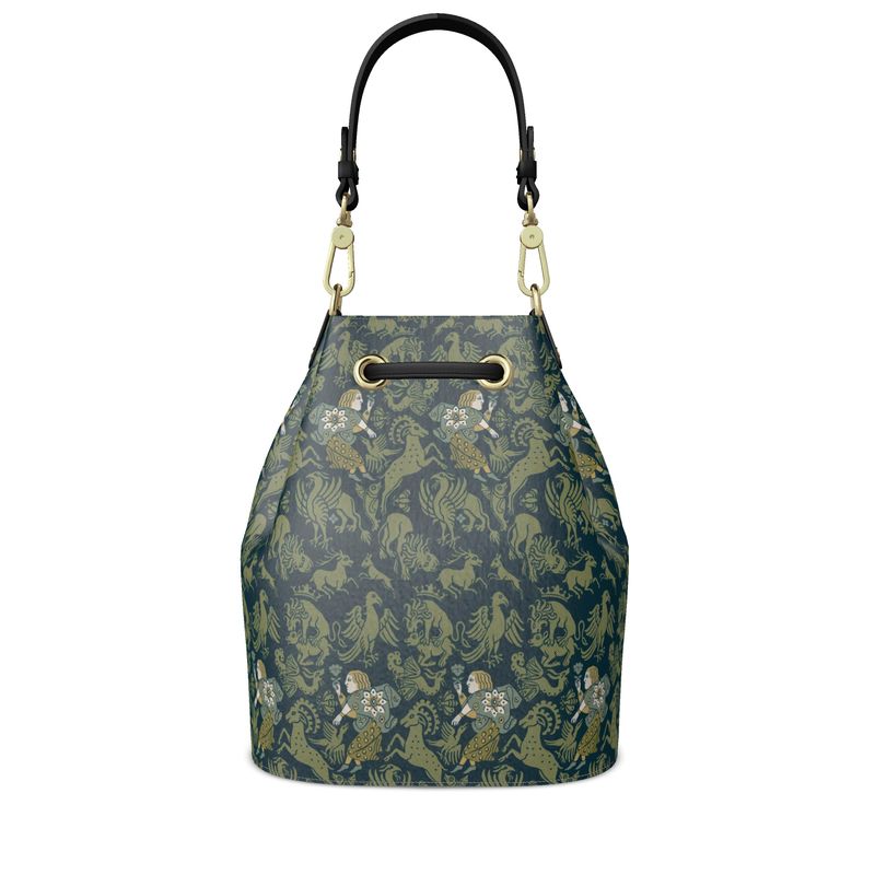 Verdant Bestiary Leather Bucket Bag