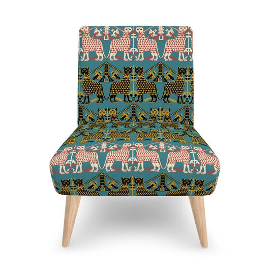 Courtly Beasts Velour Occasional Chair Medieval Animal Pattern