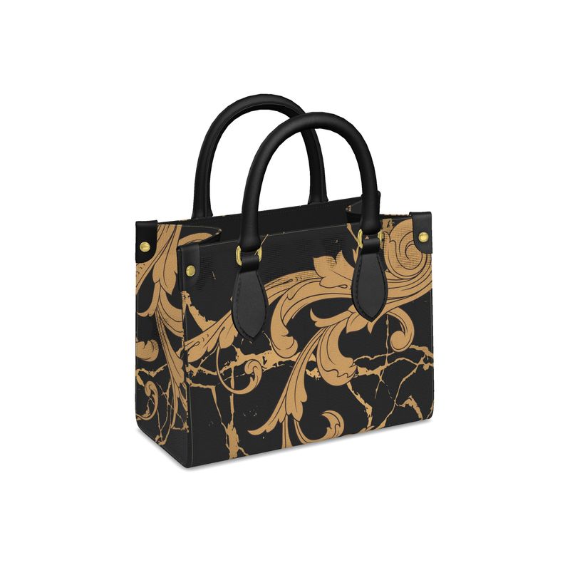 Terracotta Scroll and Mabled Black Mini Bonchurch Shopper Bag