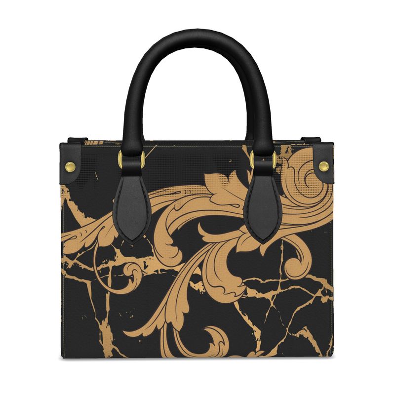 Terracotta Scroll and Mabled Black Mini Bonchurch Shopper Bag