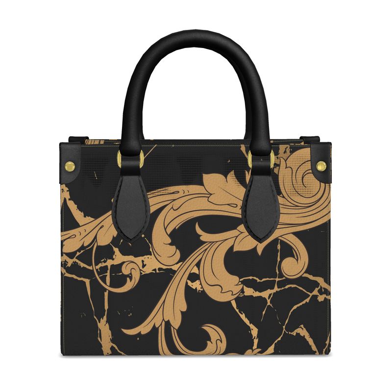 Terracotta Scroll and Mabled Black Mini Bonchurch Shopper Bag