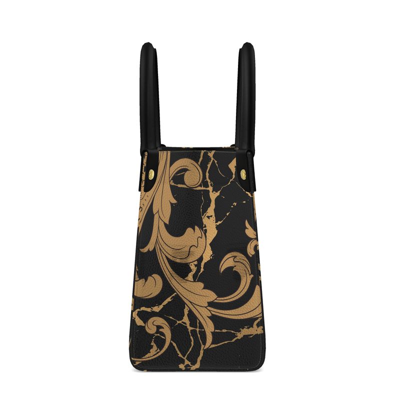 Terracotta Scroll and Mabled Black Mini Bonchurch Shopper Bag