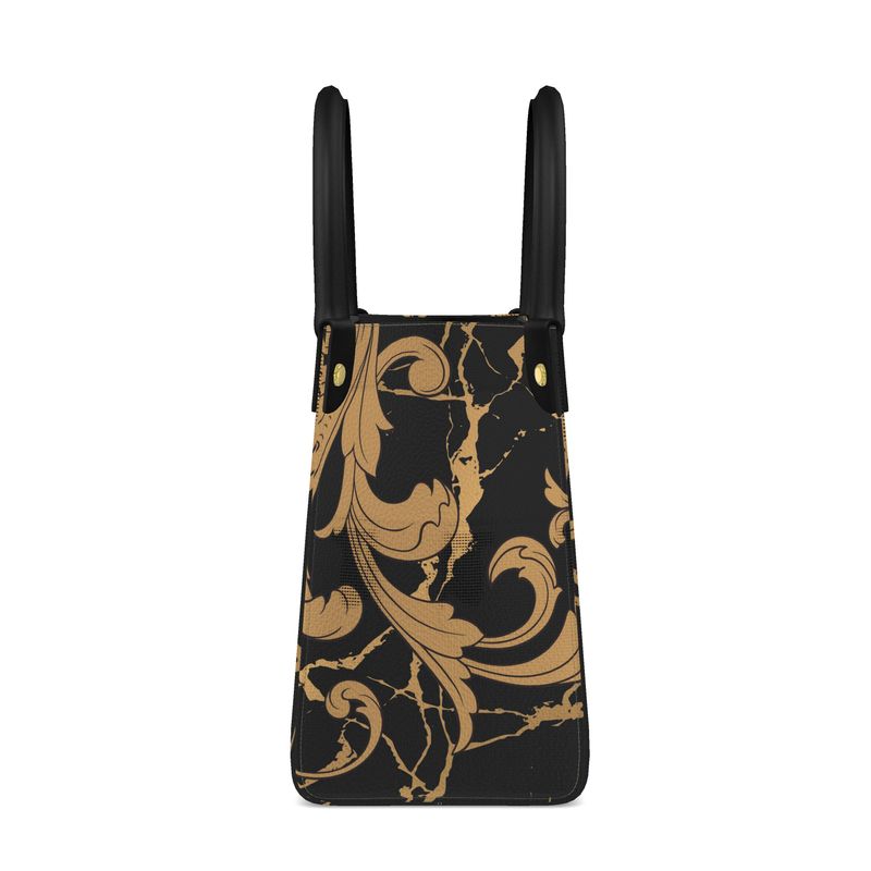 Terracotta Scroll and Mabled Black Mini Bonchurch Shopper Bag