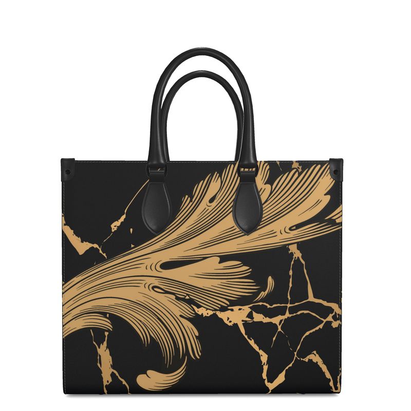 Terracotta Scroll & Marbled Leather City Shopper