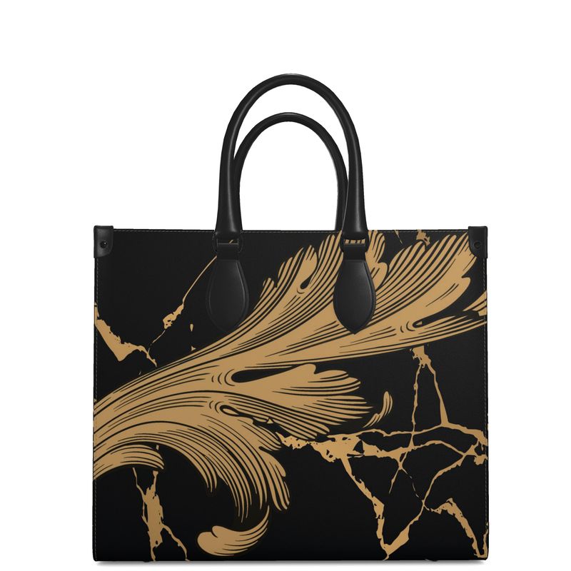 Terracotta Scroll & Marbled Leather City Shopper