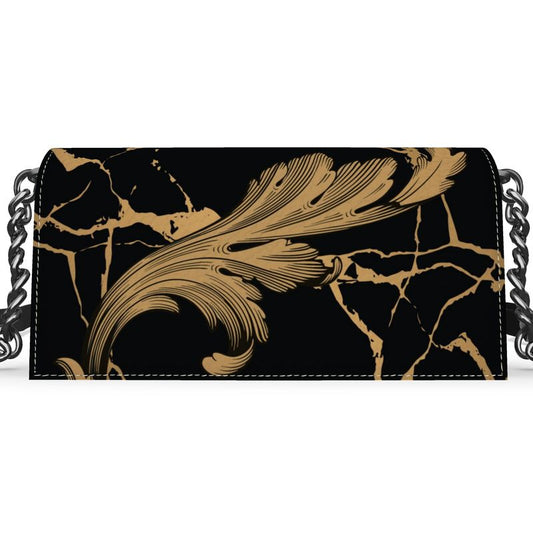 Terracotta Scroll & Marbled Black Kenway Evening Bag