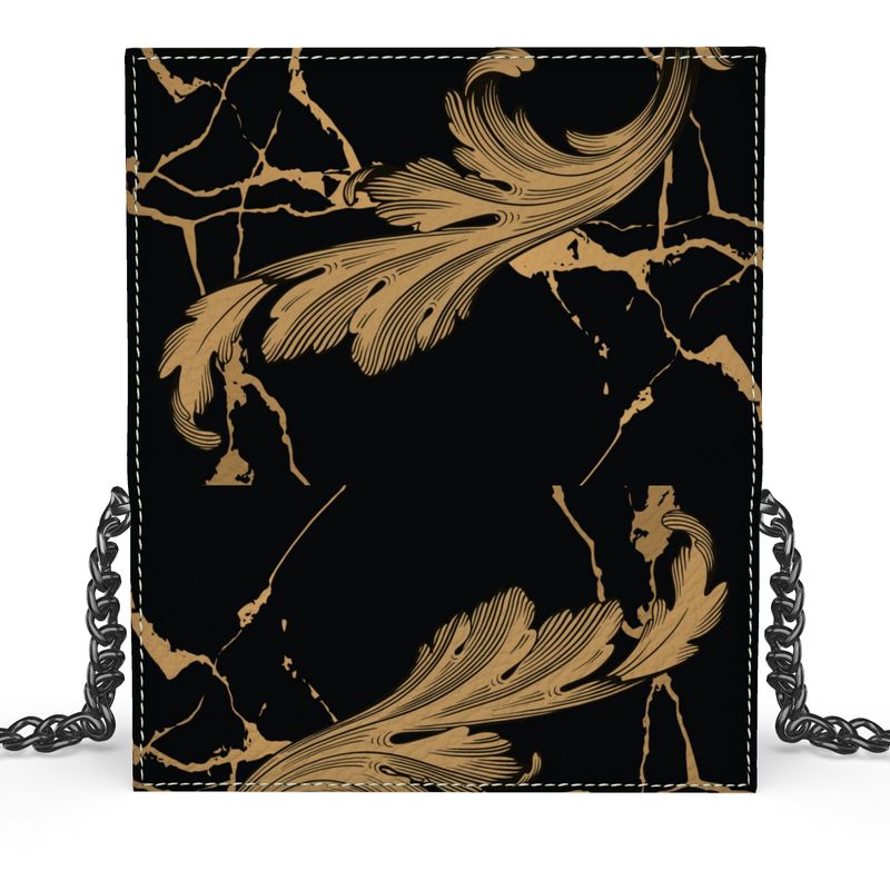 Terracotta Scroll & Marbled Black Kenway Evening Bag