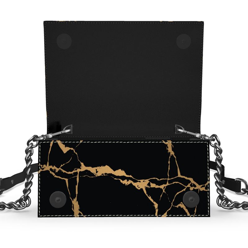 Terracotta Scroll & Marbled Black Kenway Evening Bag