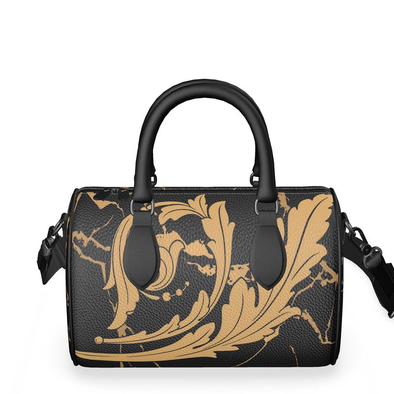 Terracotta Scroll Marbled Black Mini Denbigh Duffel Bag