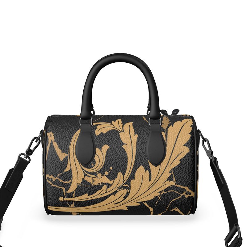 Terracotta Scroll Marbled Black Mini Denbigh Duffel Bag