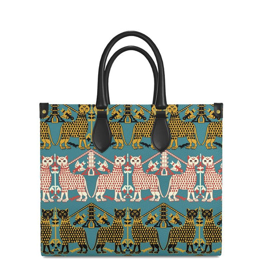 Courtly Beasts Leather Shopper Bag Medieval Animal Print Tote