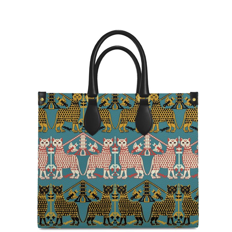 Courtly Beasts Leather Shopper Bag Medieval Animal Print Tote