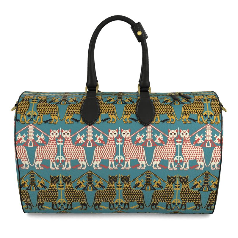 Courtly Beasts Duffel Bag Medieval Animal Pattern Travel Bag