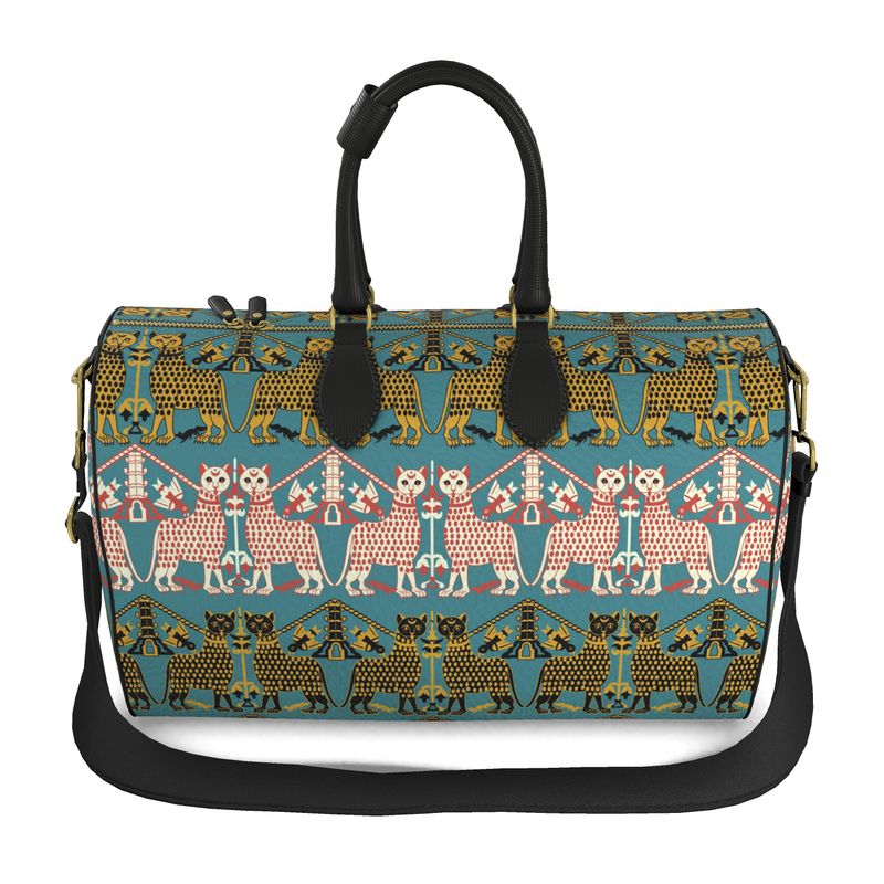 Courtly Beasts Duffel Bag Medieval Animal Pattern Travel Bag