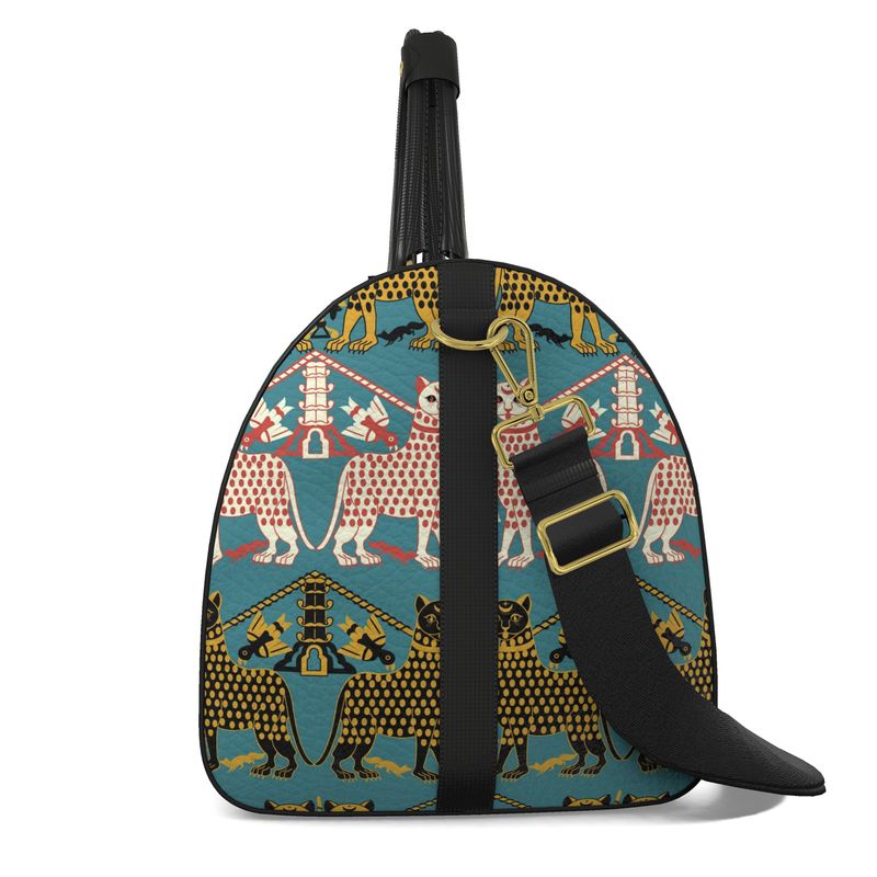 Courtly Beasts Duffel Bag Medieval Animal Pattern Travel Bag