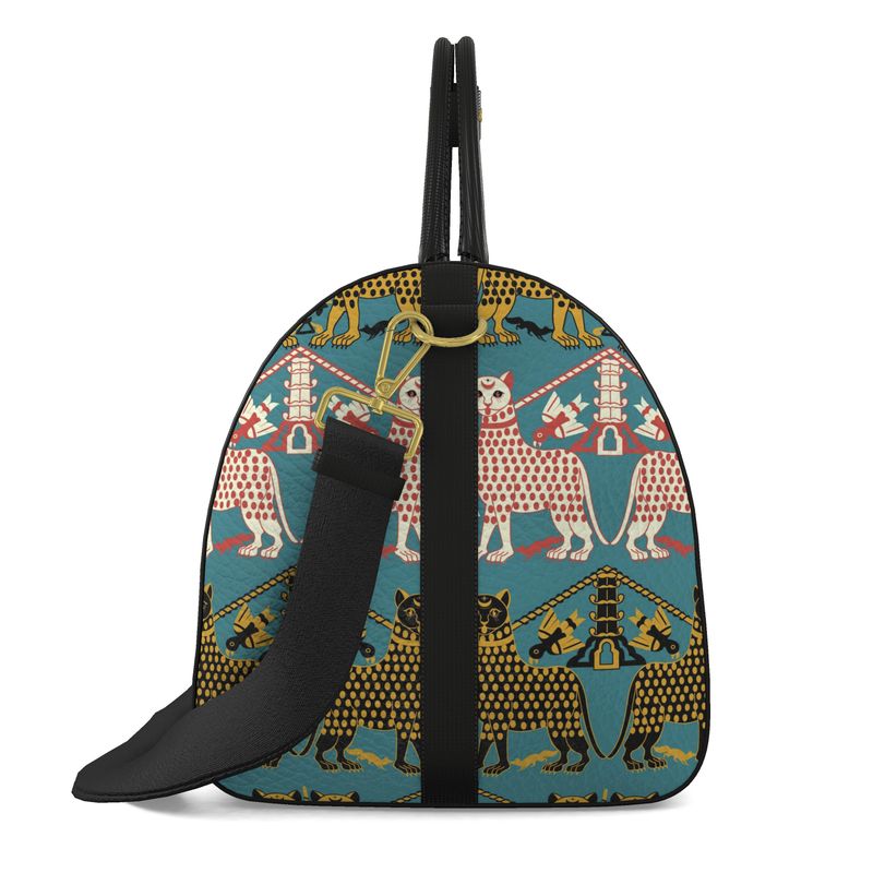 Courtly Beasts Duffel Bag Medieval Animal Pattern Travel Bag