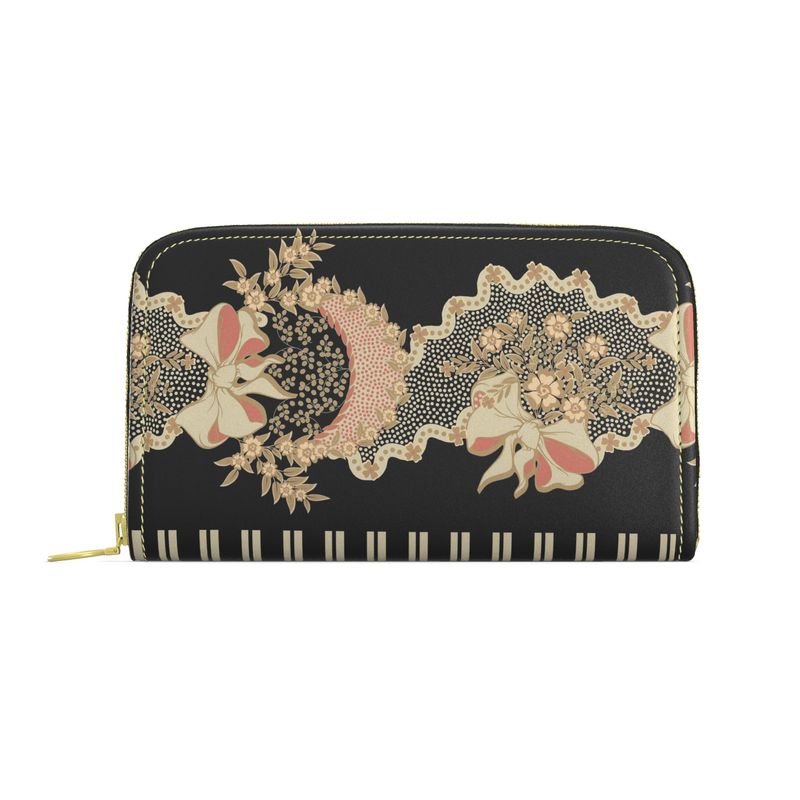 French Floral  Leather Zip Wallet