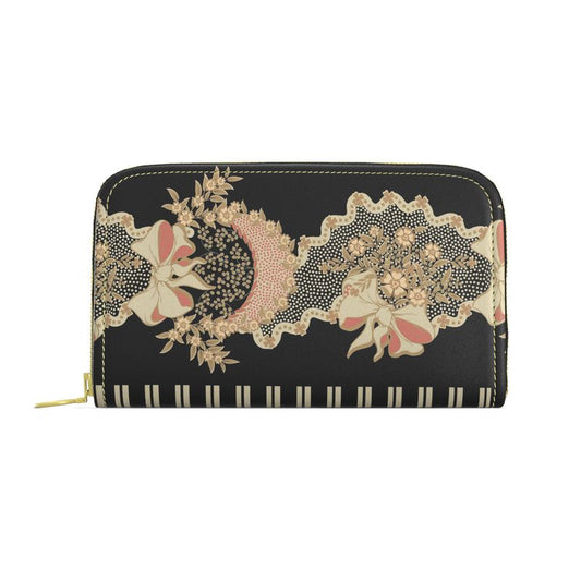 French Floral  Leather Zip Wallet