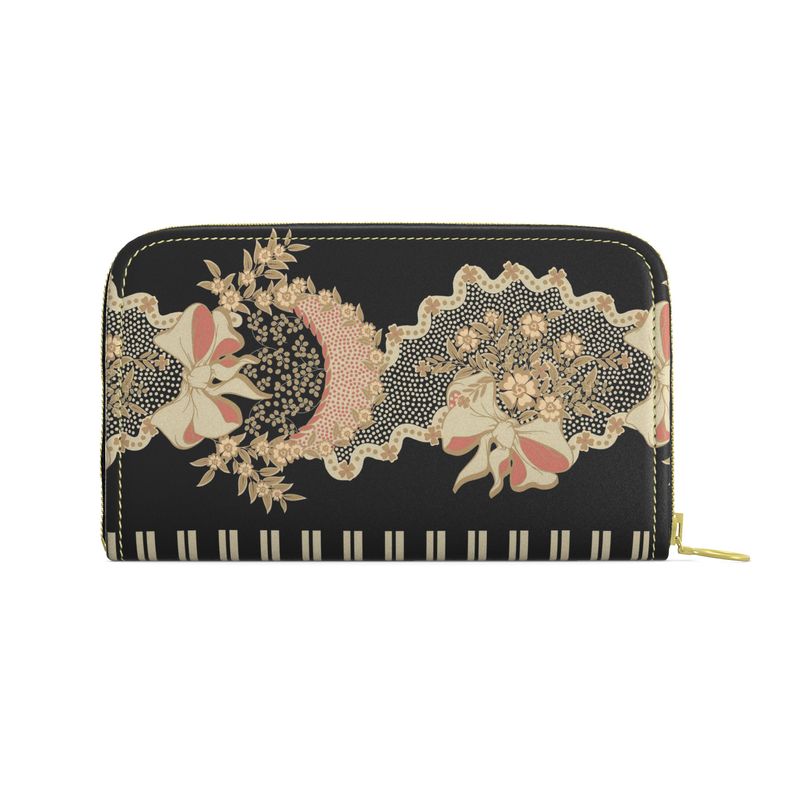 French Floral  Leather Zip Wallet