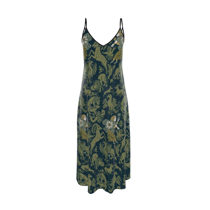 Verdant Bestiary Silk Maxi Slip Dress