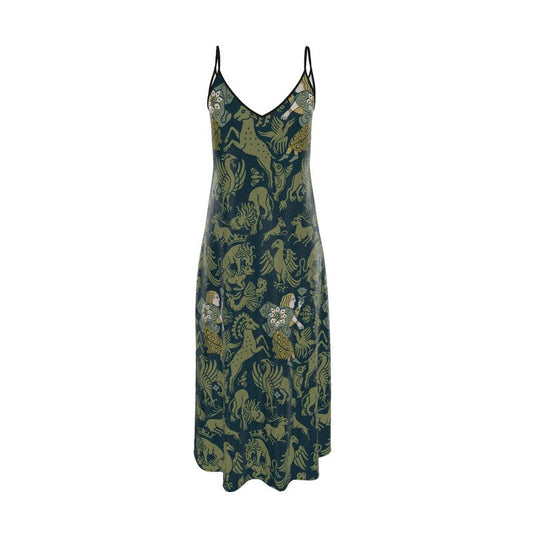 Verdant Bestiary Silk Maxi Slip Dress