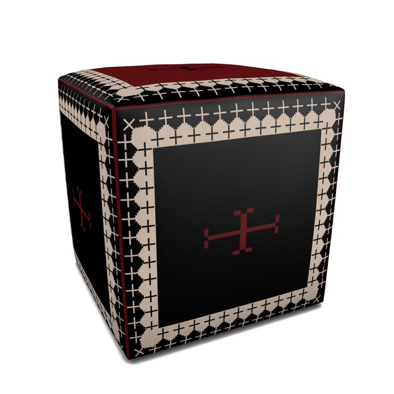 Timeless Trails Crimson Path Square Velour Pouffe