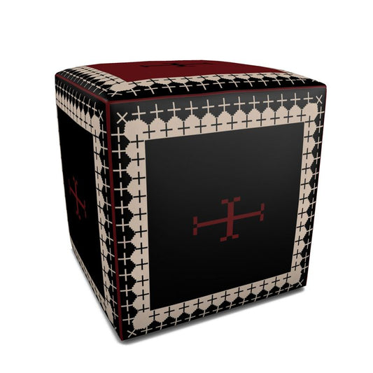 Timeless Trails Crimson Path Square Velour Pouffe