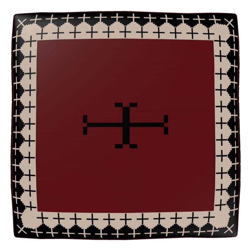 Timeless Trails Crimson Path Square Velour Pouffe