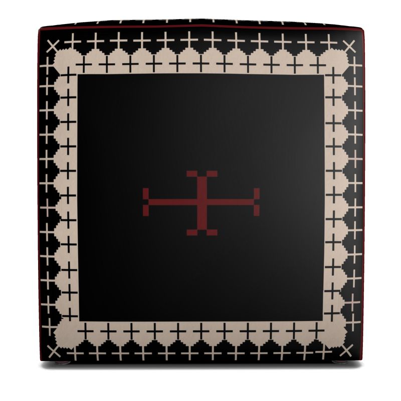 Timeless Trails Crimson Path Square Velour Pouffe