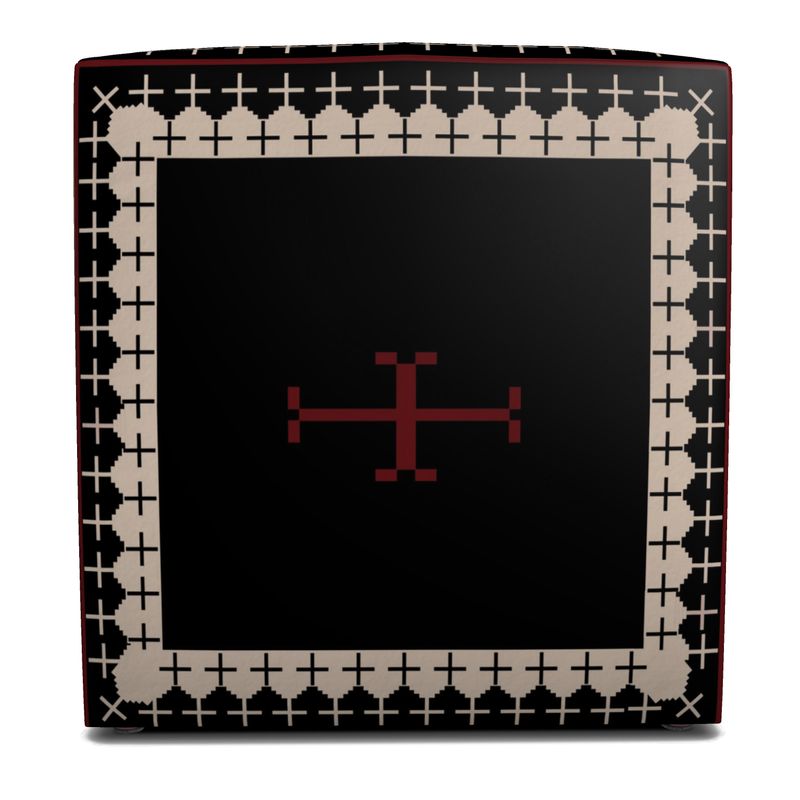 Timeless Trails Crimson Path Square Velour Pouffe