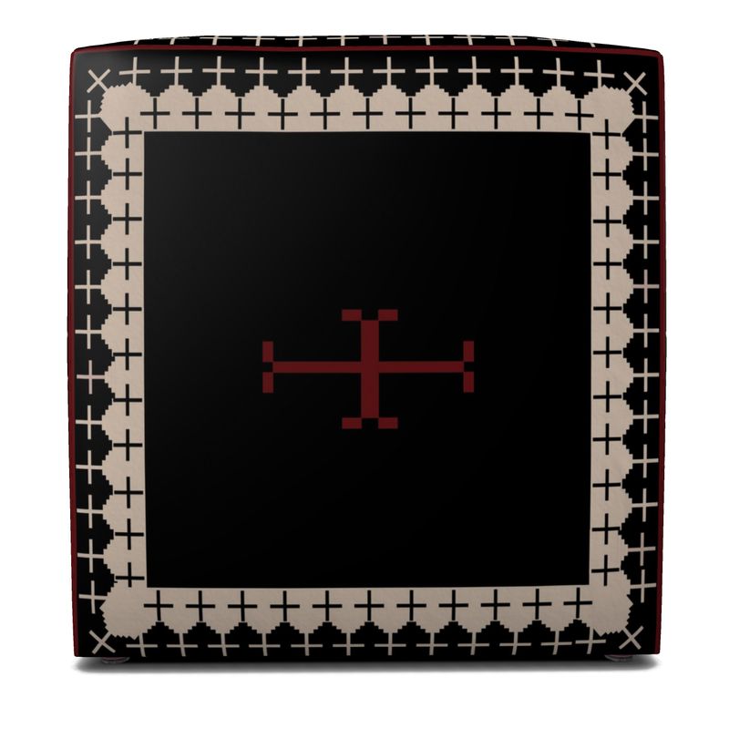 Timeless Trails Crimson Path Square Velour Pouffe