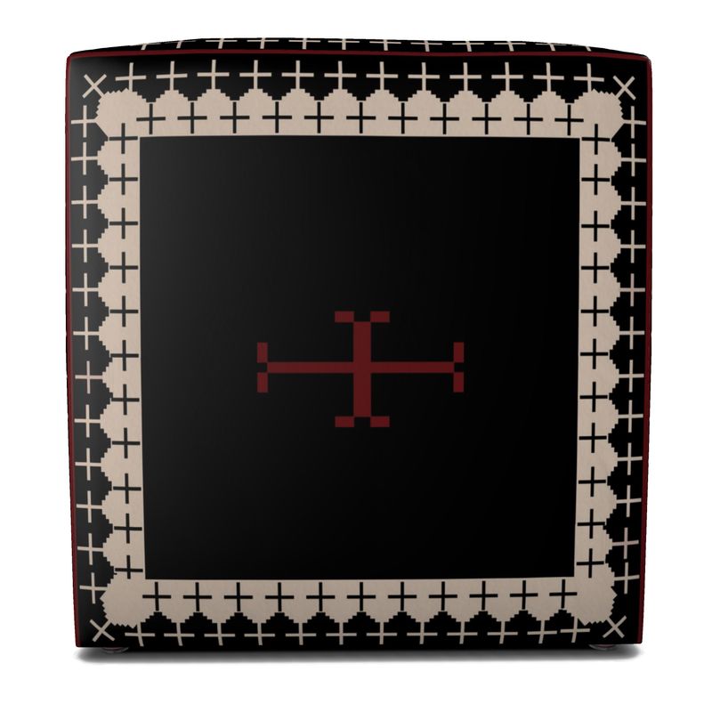 Timeless Trails Crimson Path Square Velour Pouffe