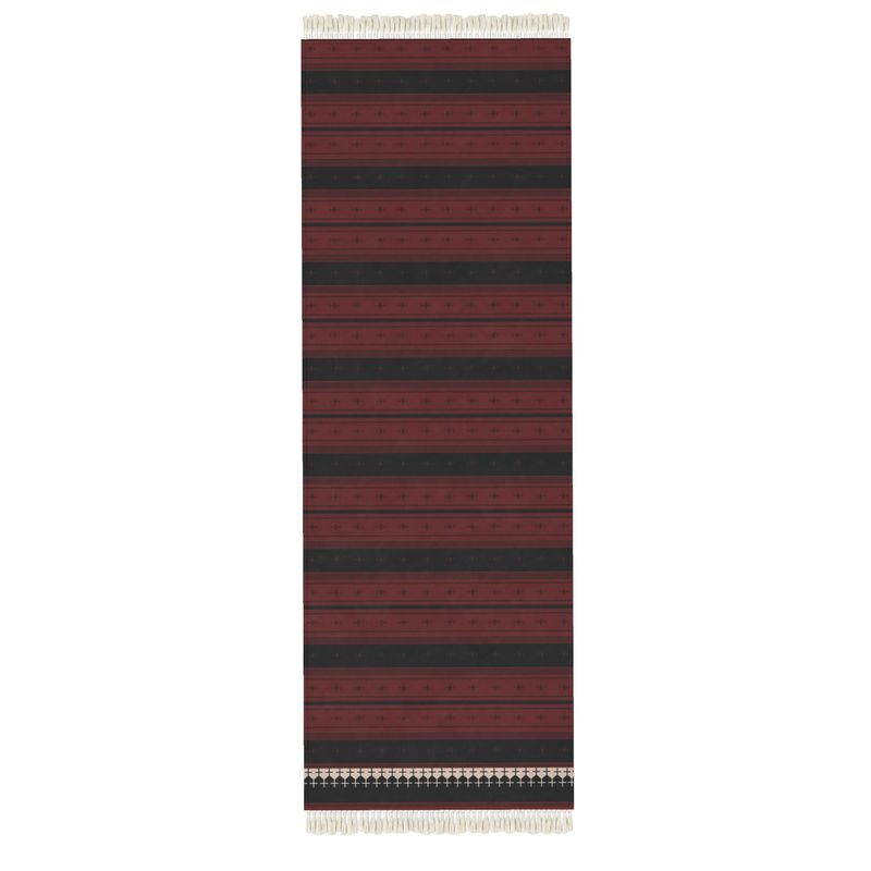 Timeless Trails Crimson Path Velvet Fringe Rug