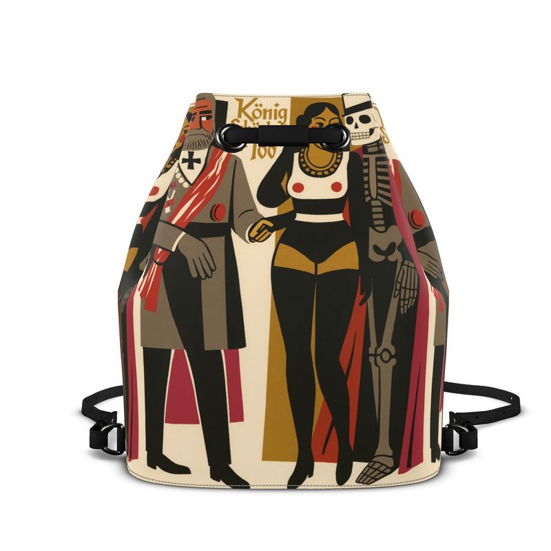 Leather Bucket Backpack Drawstring Travel Daypack – Beauty Power Death