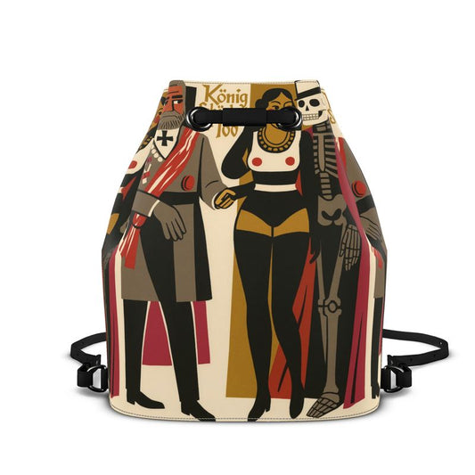 Leather Bucket Backpack Drawstring Travel Daypack – Beauty Power Death